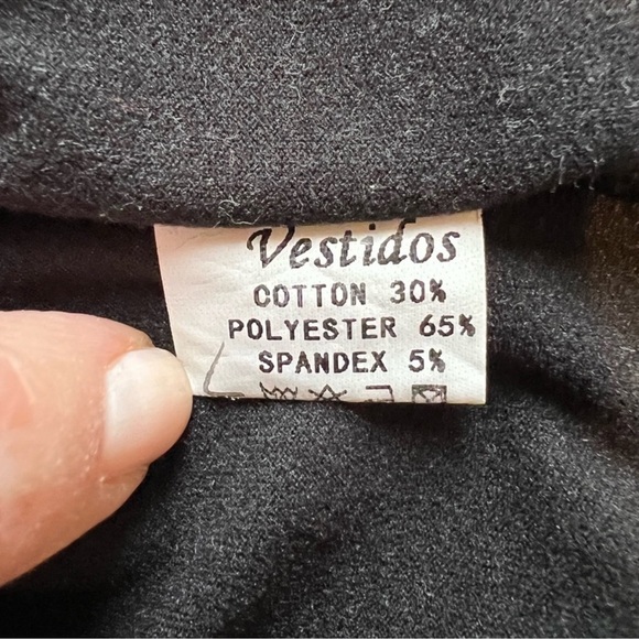 Black turtleneck dress fitted bodycon knee length stretch dress long sleeve SZ S - Picture 9 of 9